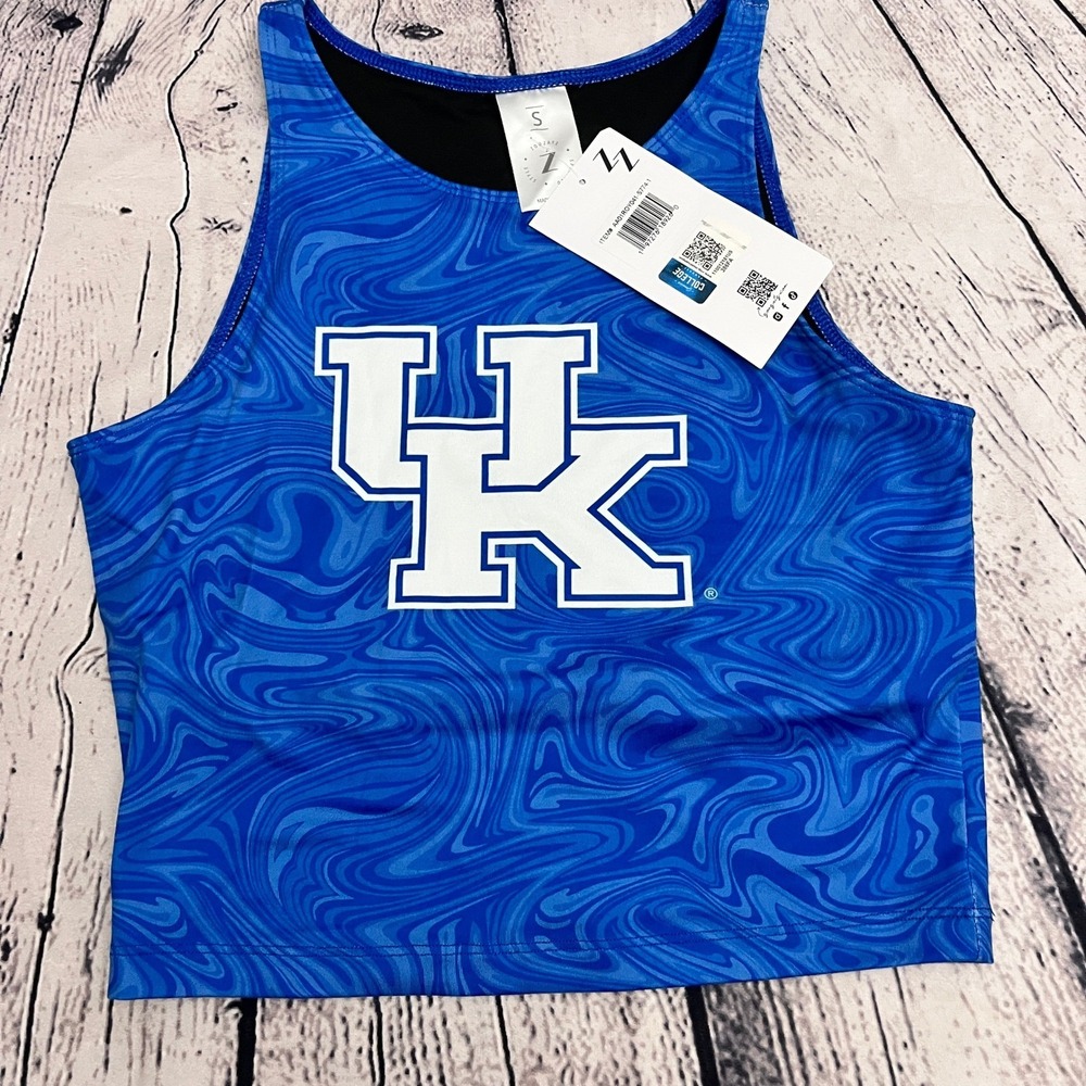 ZooZatz Kentucky Wildcats Crop Top Tank Swirl Blue White Small S NWT NCAA